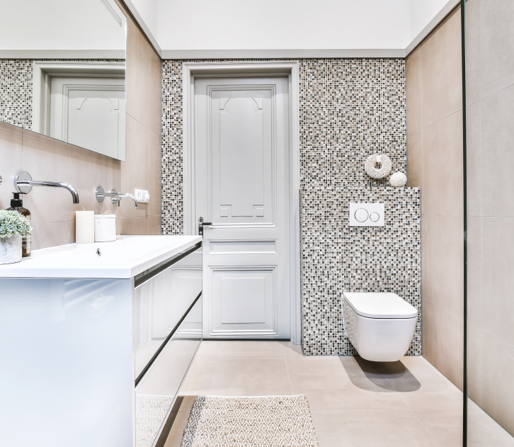 Remodeled bathroom with new tile shower in Denver